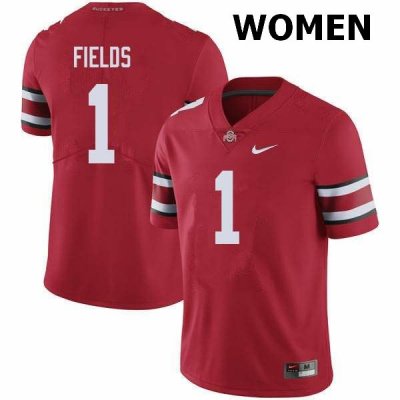 Women's Ohio State Buckeyes #1 Justin Fields Red Nike NCAA College Football Jersey New OMA4244PX